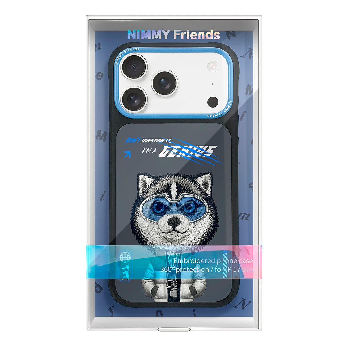 NIMMY Friends Funda Husky Cool and Cute 2.0 para iPhone 17 Pro/18 Pro, 3D Bordada
