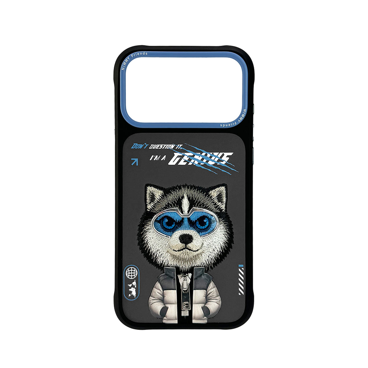 NIMMY Friends Funda Husky Cool and Cute 2.0 para iPhone 17 Pro Max/18 Pro Max, 3D Bordada