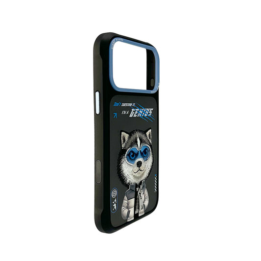 NIMMY Friends Funda Husky Cool and Cute 2.0 para iPhone 17 Pro Max, 3D Bordada