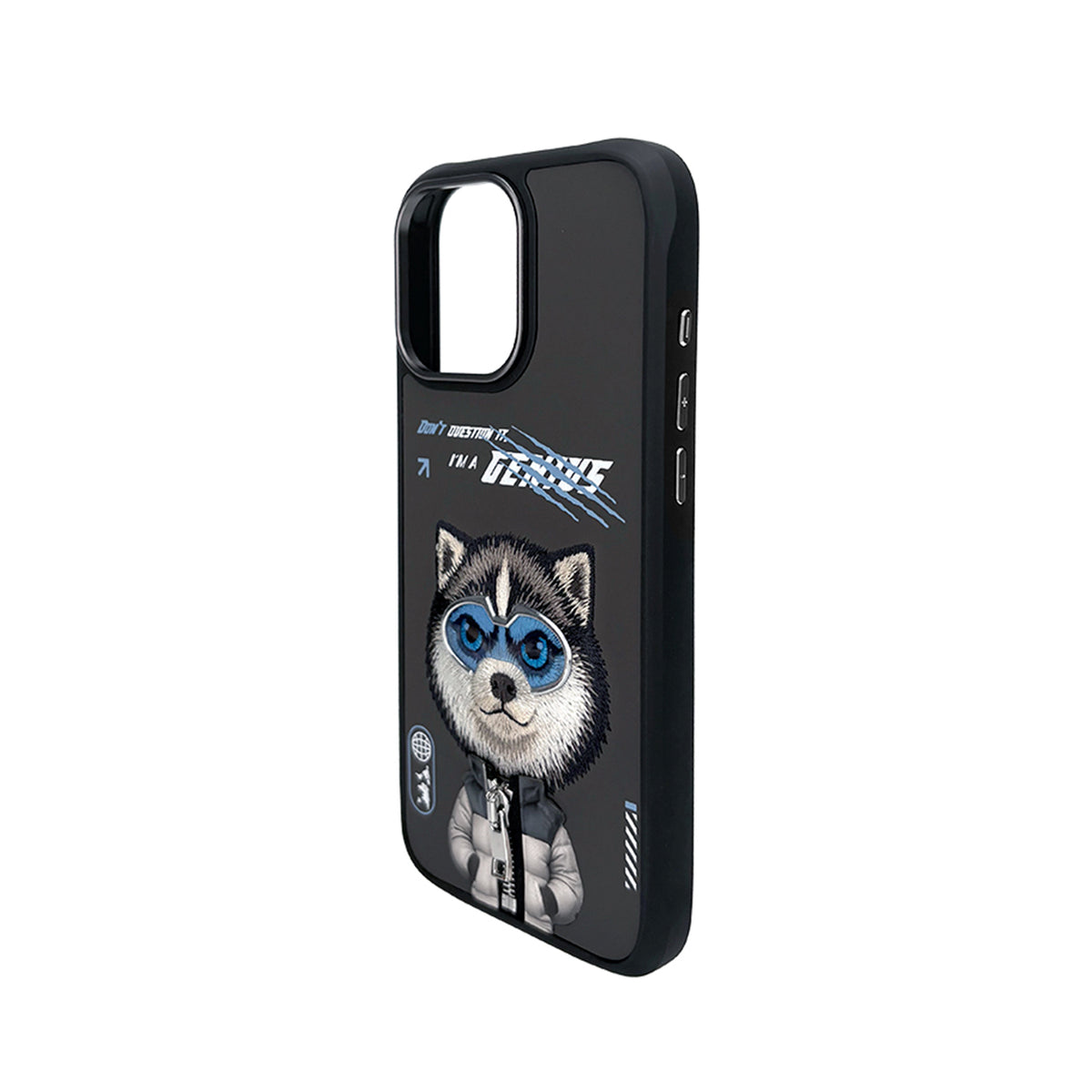 NIMMY Friends Funda Husky Cool & Cute 2.0 para iPhone 16 Pro Max, 3D Bordada