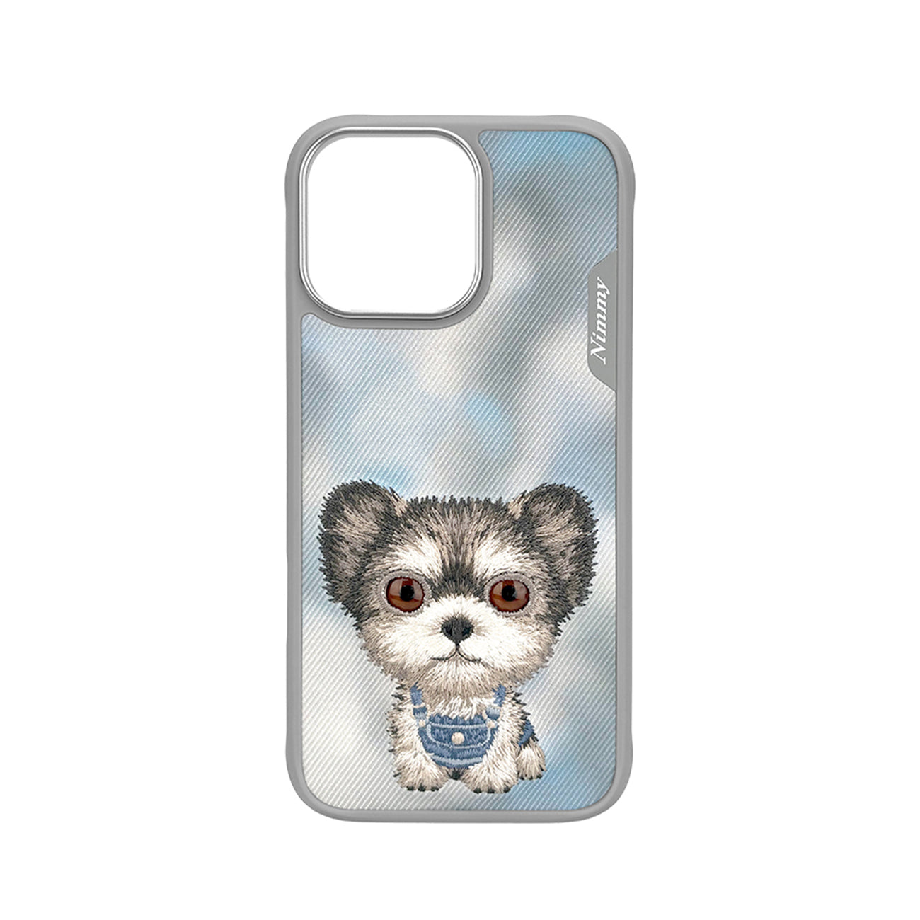 NIMMY Friends Funda New Big-Eye Cute Pets 2.0 para iPhone 16 Pro Max, 3D Bordada, Gray Yorkie