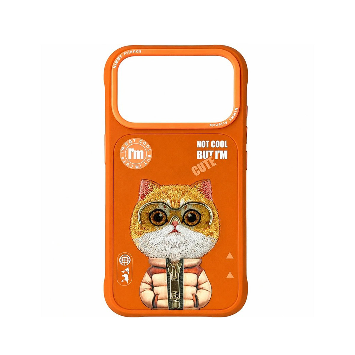 NIMMY Friends Funda Orange Golden Shaded Cool & Cute 2.0 para iPhone 17 Pro/18 Pro, 3D Bordada