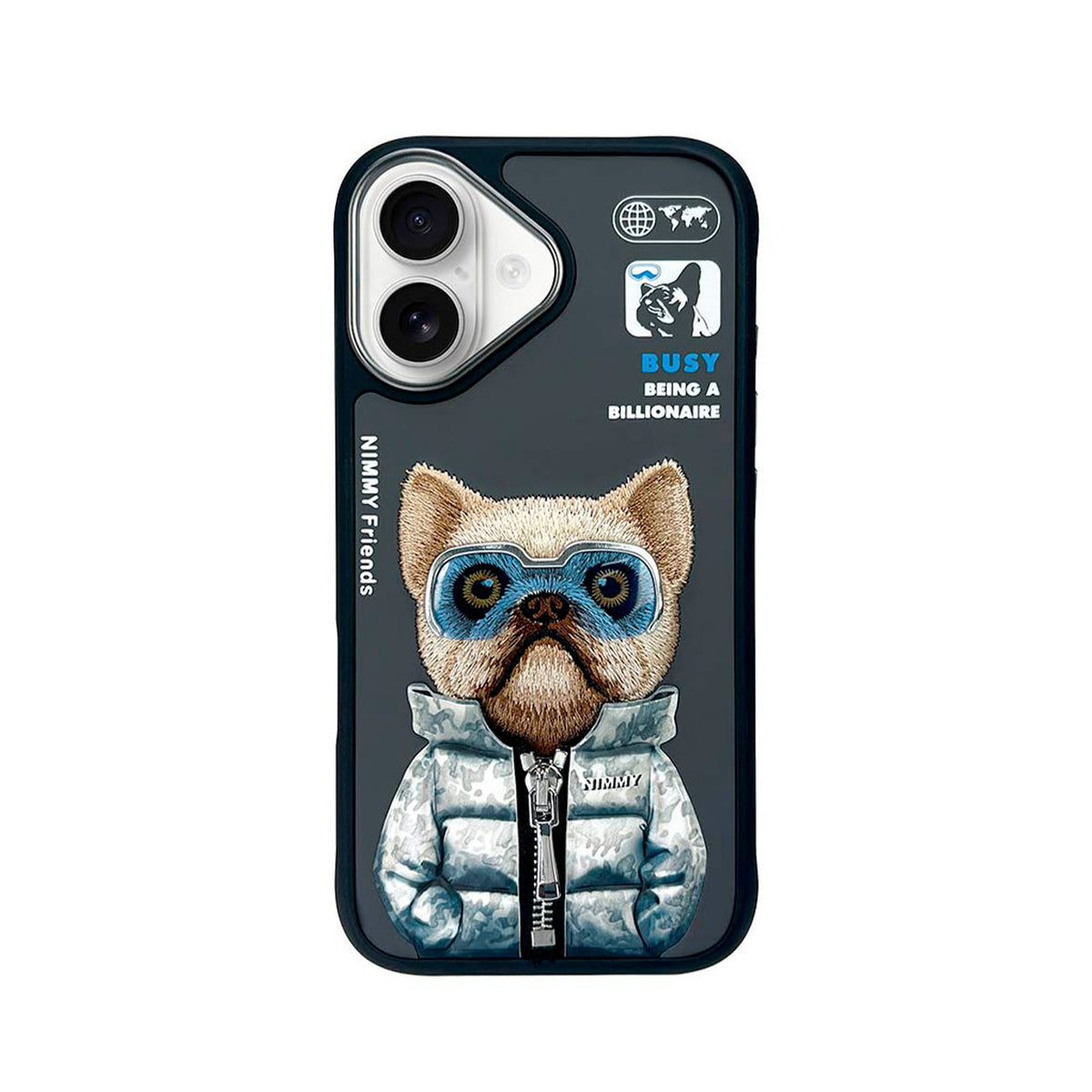 NIMMY Friends Funda Little Rich Tycoon Cool & Cute 2.0 para iPhone 16, 3D Bordada