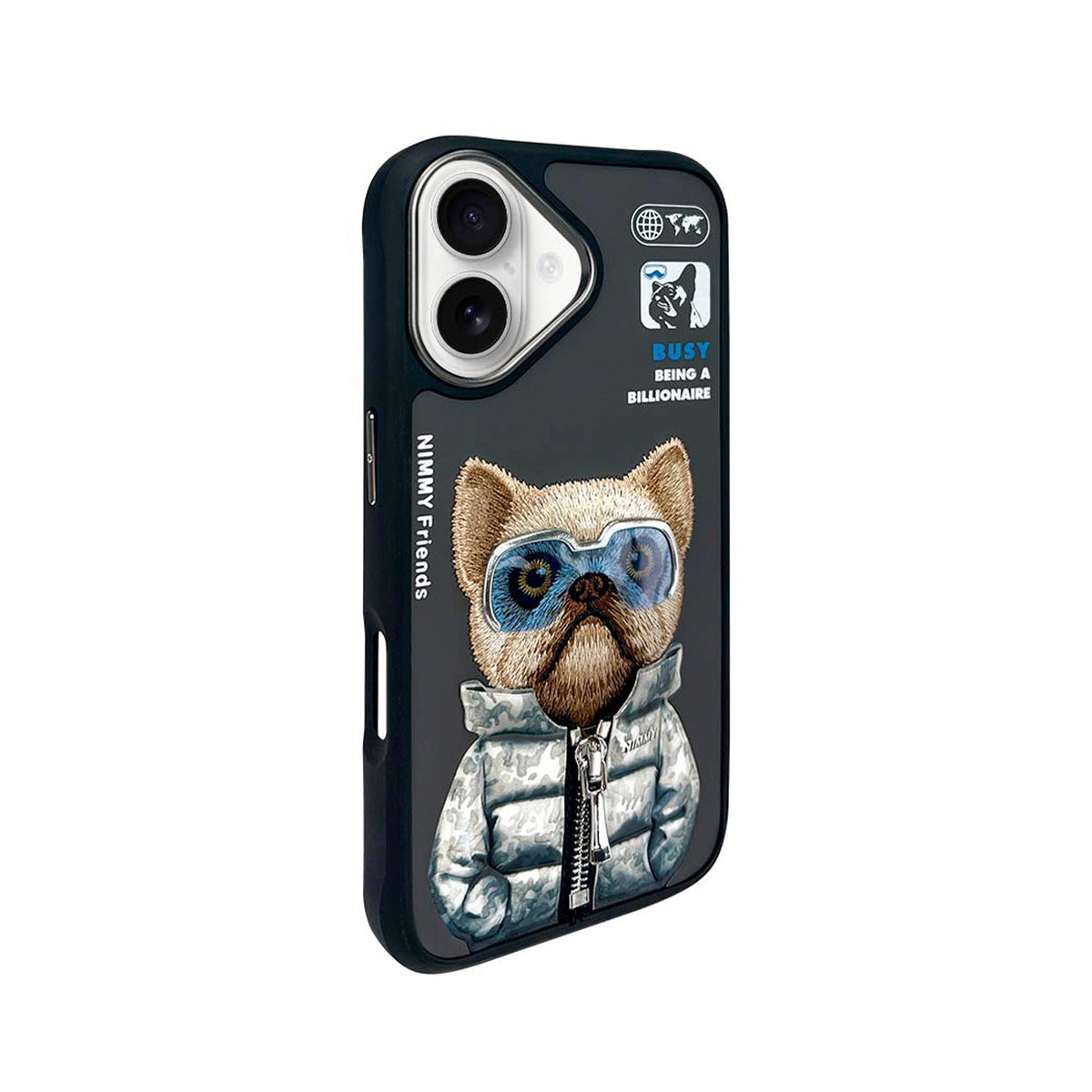 NIMMY Friends Funda Little Rich Tycoon Cool & Cute 2.0 para iPhone 16, 3D Bordada