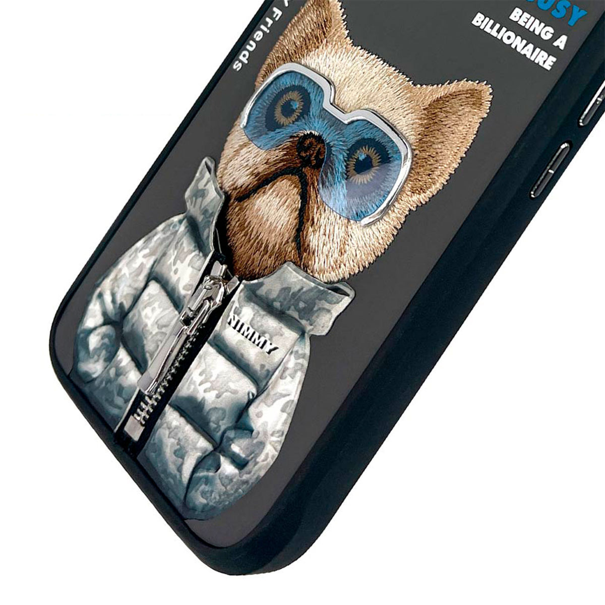 NIMMY Friends Funda Little Rich Tycoon Cool & Cute 2.0 para iPhone 16, 3D Bordada