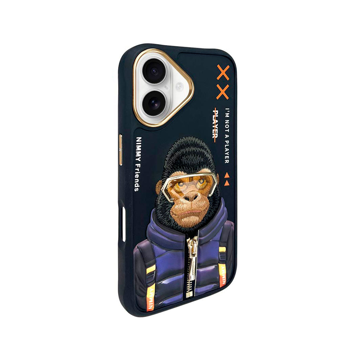 NIMMY Friends Funda Gorilla Cool & Cute 2.0 para iPhone 16, 3D Bordada