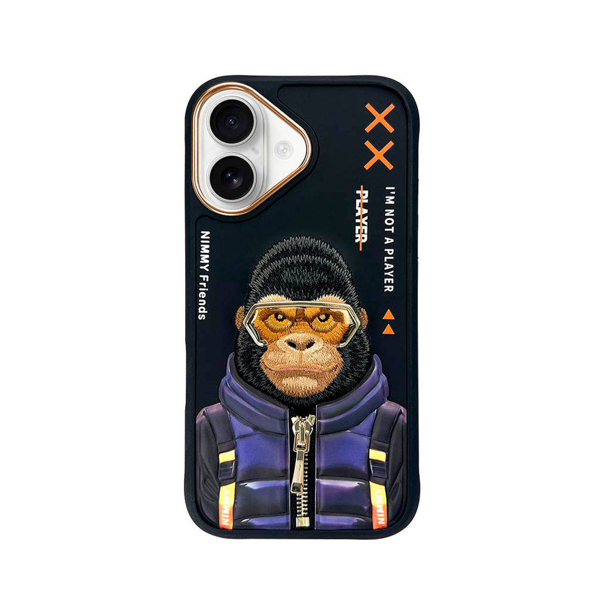 NIMMY Friends Funda Gorilla Cool & Cute 2.0 para iPhone 16, 3D Bordada