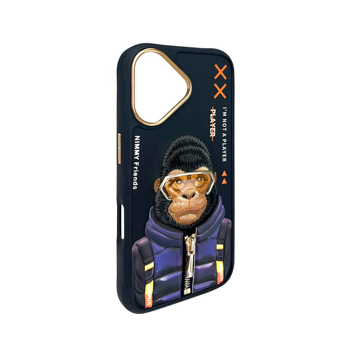 NIMMY Friends Funda Gorilla Cool & Cute 2.0 para iPhone 16, 3D Bordada