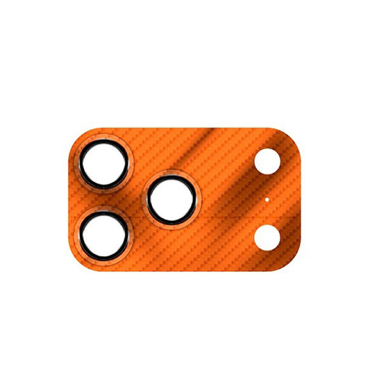 CASEWORLD Protector de Cámara para iPhone 17 Pro Max – Fibra de Carbono Naranja, Protección Completa y Ajuste Preciso