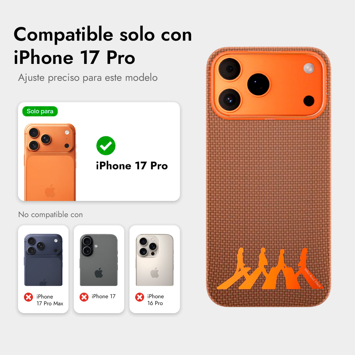 AIRITY Funda Abbey Road 1969 de Fibra de Aramida para iPhone 17 Pro/18 Pro Compatible con MagSafe, Abbey Orange