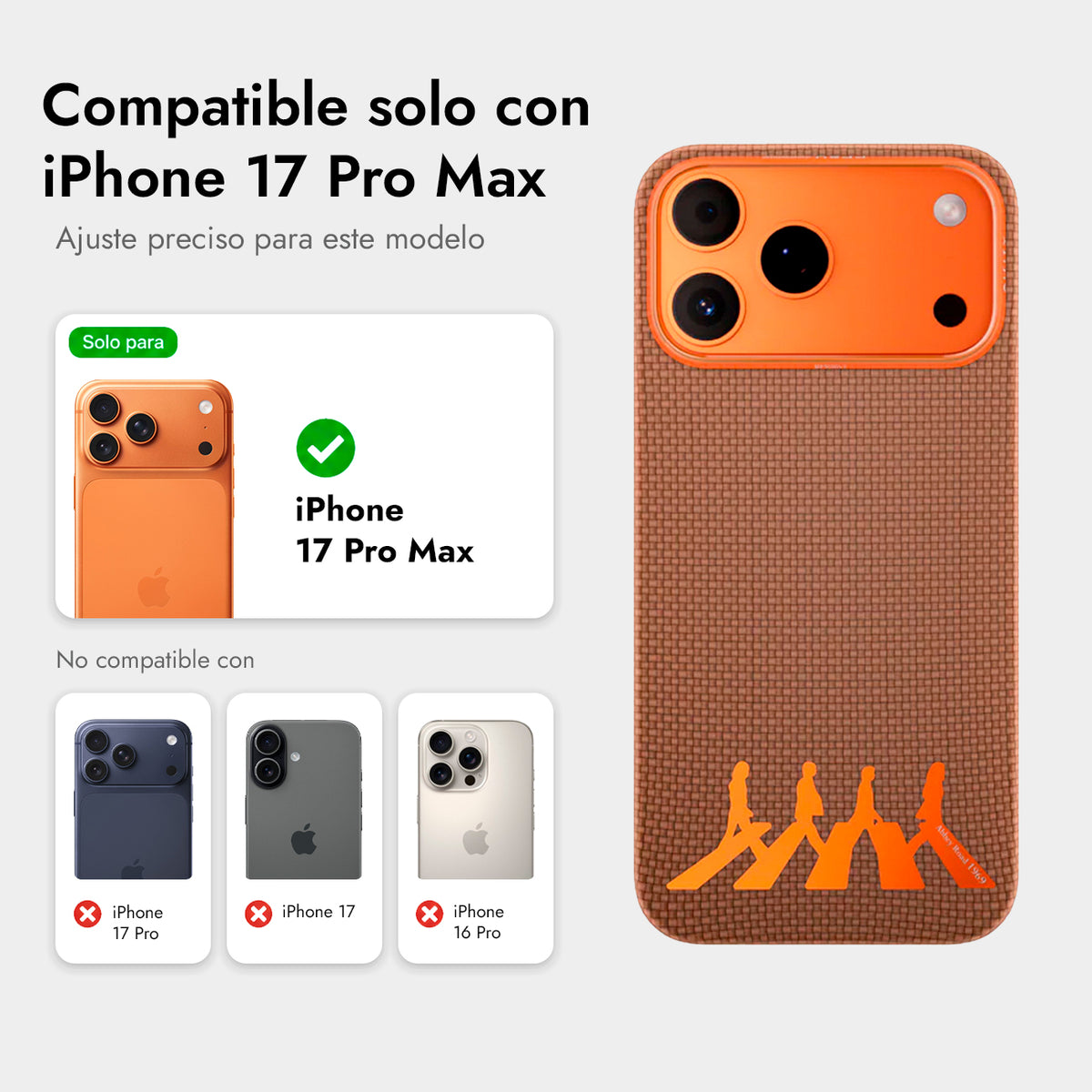 AIRITY Funda Abbey Road 1969 de Fibra de Aramida para iPhone 17 Pro Max/18 Pro Max Compatible con MagSafe, Abbey Orange