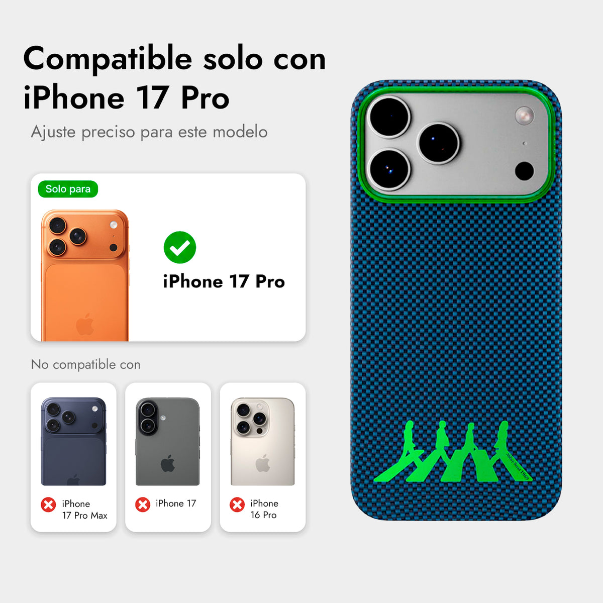 AIRITY Funda Abbey Road 1969 de Fibra de Aramida para iPhone 17 Pro/18 Pro Compatible con MagSafe, Abbey Green