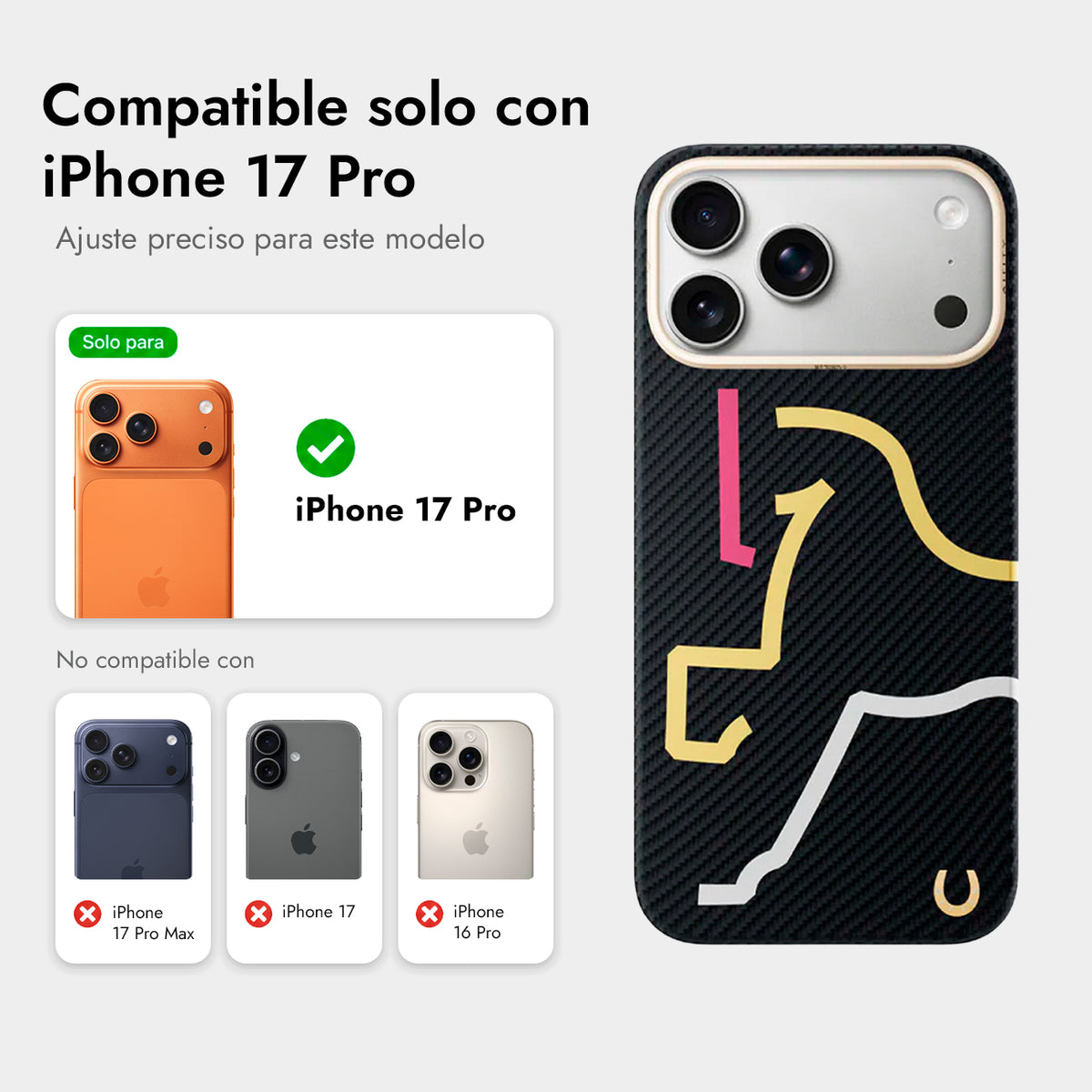 AIRITY Funda de Fibra de Aramida Edición Limitada Año del Caballo para iPhone 17 Pro/18 Pro Compatible con MagSafe, Mystic Neon