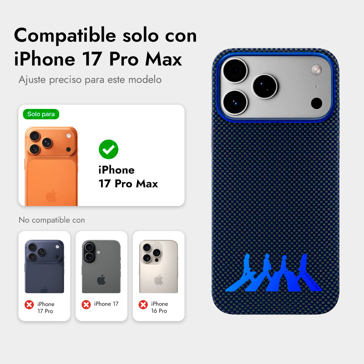 AIRITY Funda Abbey Road 1969 de Fibra de Aramida para iPhone 17 Pro Max/18 Pro Max Compatible con MagSafe, Abbey Blue