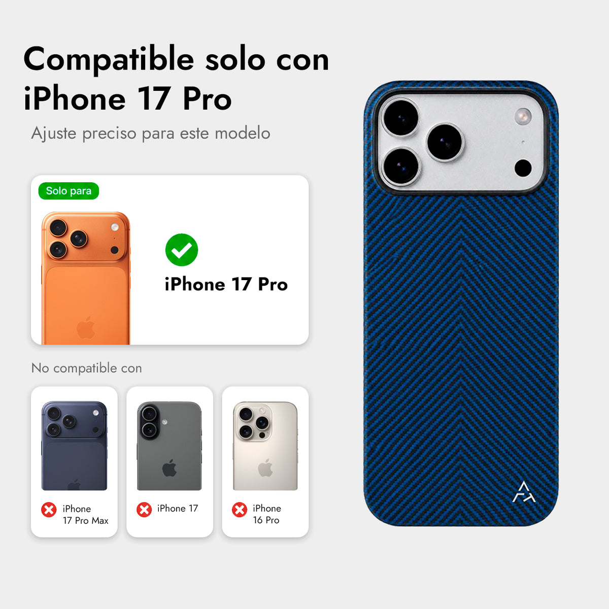 AIRITY Funda Ink-Dark Eastern de Fibra de Aramida para iPhone 17 Pro/18 Pro Compatible con MagSafe, Space Blue