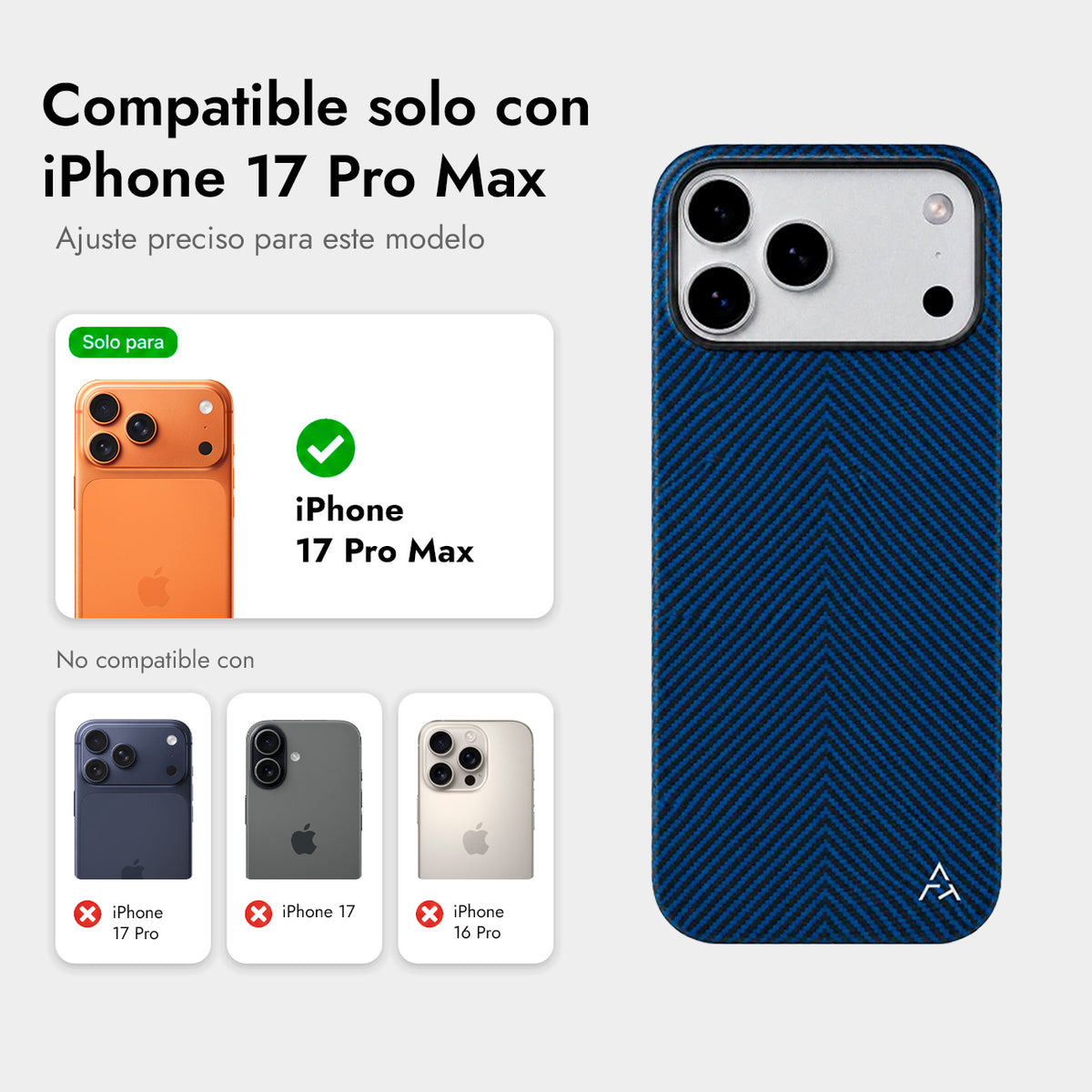 AIRITY Funda Ink-Dark Eastern de Fibra de Aramida para iPhone 17 Pro Max/18 Pro Max Compatible con MagSafe, Space Blue