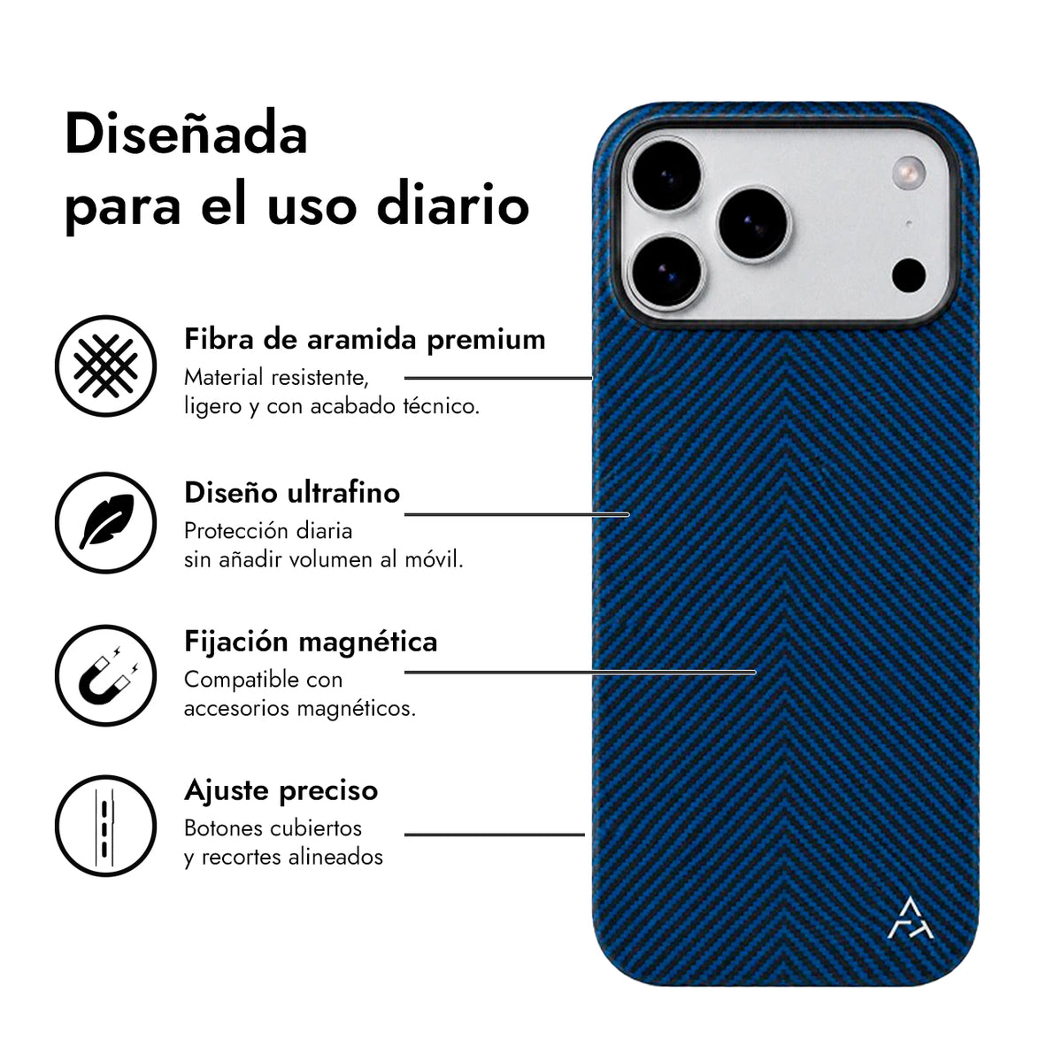 AIRITY Funda Ink-Dark Eastern de Fibra de Aramida para iPhone 17 Pro Max/18 Pro Max Compatible con MagSafe, Space Blue