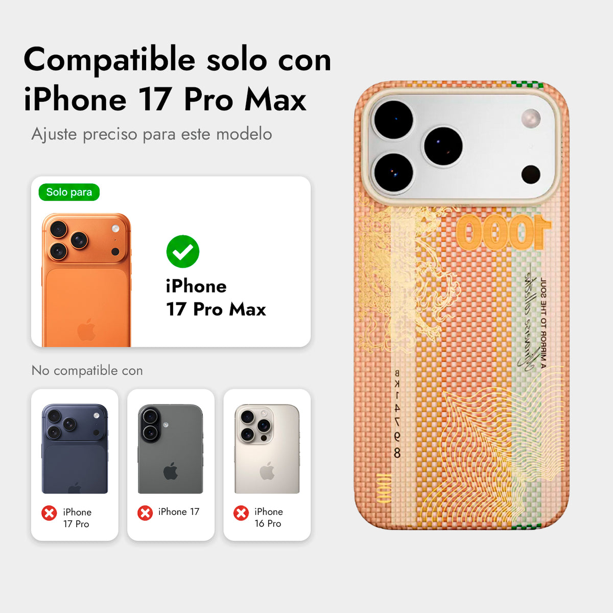 AIRITY Funda Mirror of the Soul de Fibra de Aramida para iPhone 17 Pro Max/18 Pro Max Compatible con MagSafe, Gold Leaf