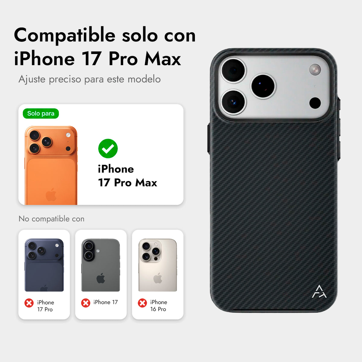 AIRITY Funda Ink-Dark Eastern de Fibra de Aramida para iPhone 17 Pro Max/18 Pro Max Compatible con MagSafe, Black