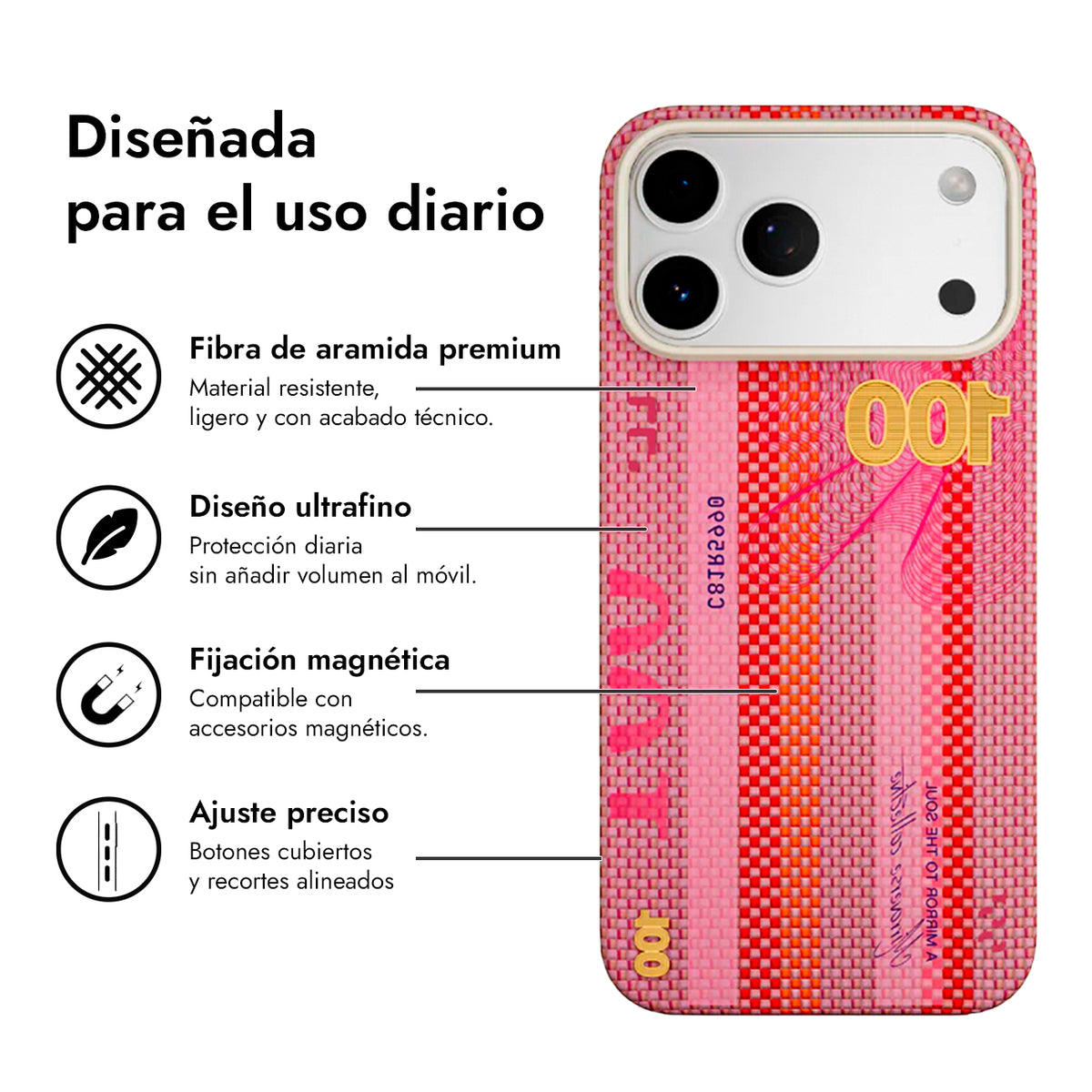 AIRITY Funda Mirror of the Soul de Fibra de Aramida para iPhone 17 Pro/18 Pro Compatible con MagSafe, Vermilion