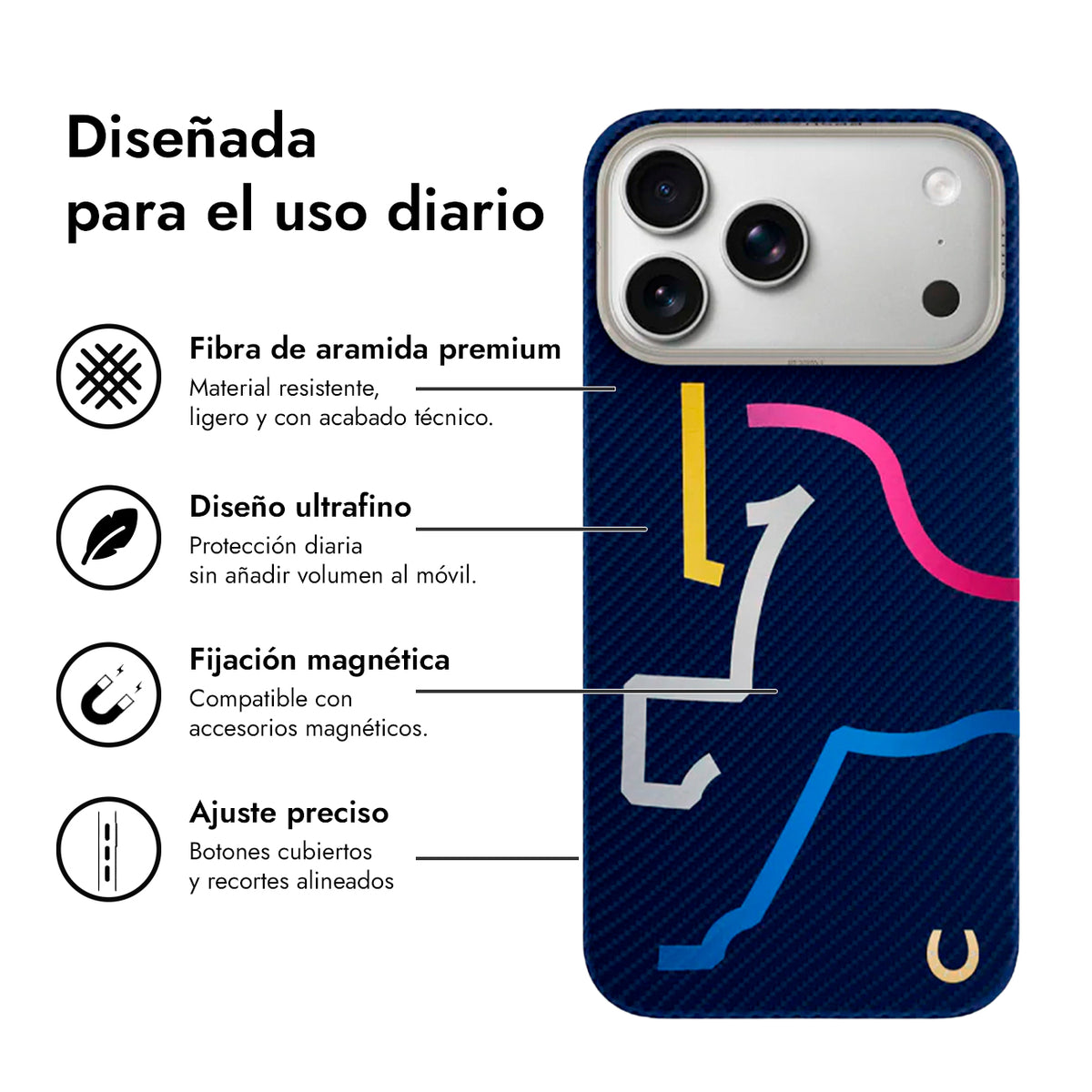 AIRITY Funda de Fibra de Aramida Edición Limitada Año del Caballo para iPhone 17 Pro Max/18 Pro Max Compatible con MagSafe, Blue Kylin