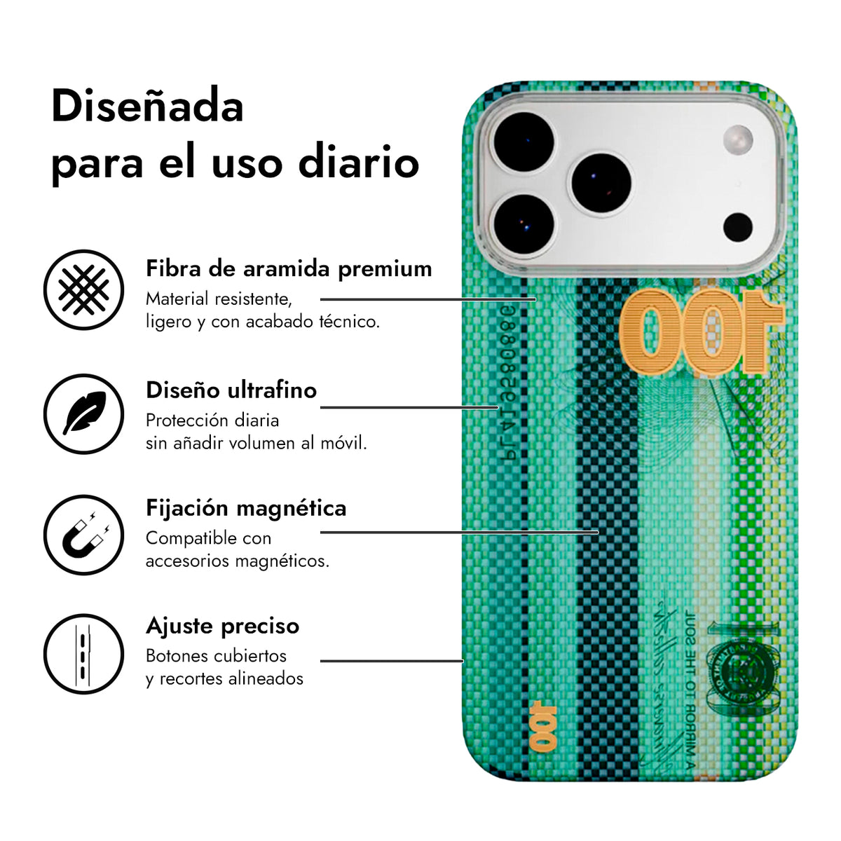 AIRITY Funda Mirror of the Soul de Fibra de Aramida para iPhone 17 Pro Max/18 Pro Max Compatible con MagSafe, Pine Green
