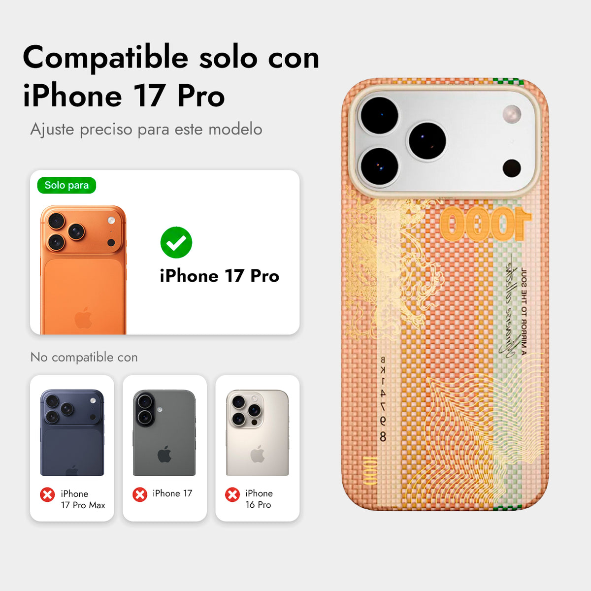 AIRITY Funda Mirror of the Soul de Fibra de Aramida para iPhone 17 Pro/18 Pro Compatible con MagSafe, Gold Leaf