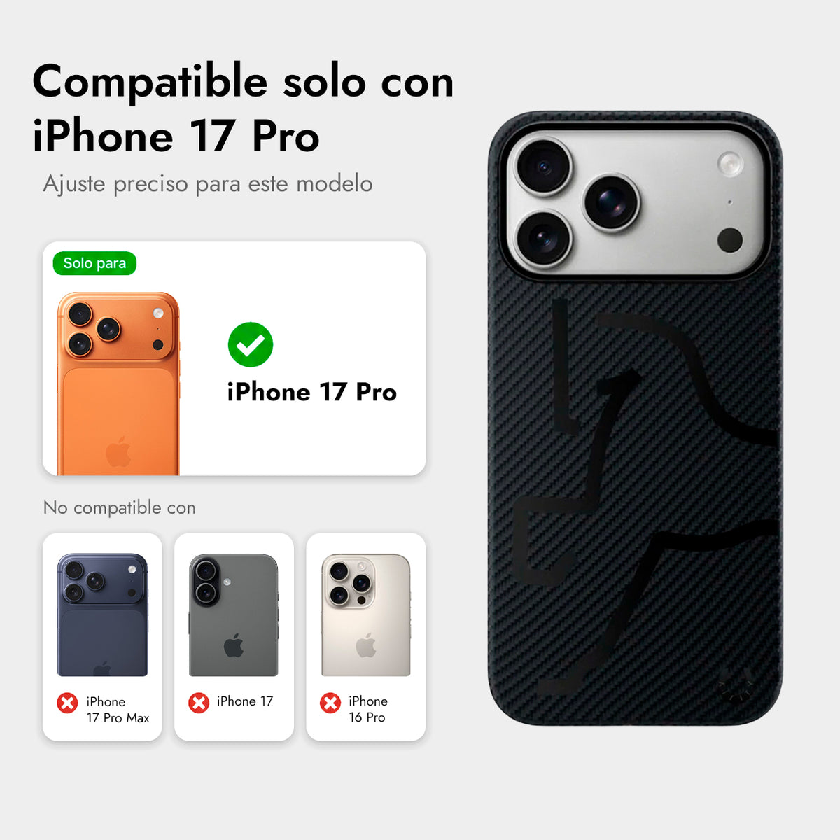 AIRITY Funda de Fibra de Aramida Edición Limitada Año del Caballo para iPhone 17 Pro/18 Pro Compatible con MagSafe, Mystic Shadow
