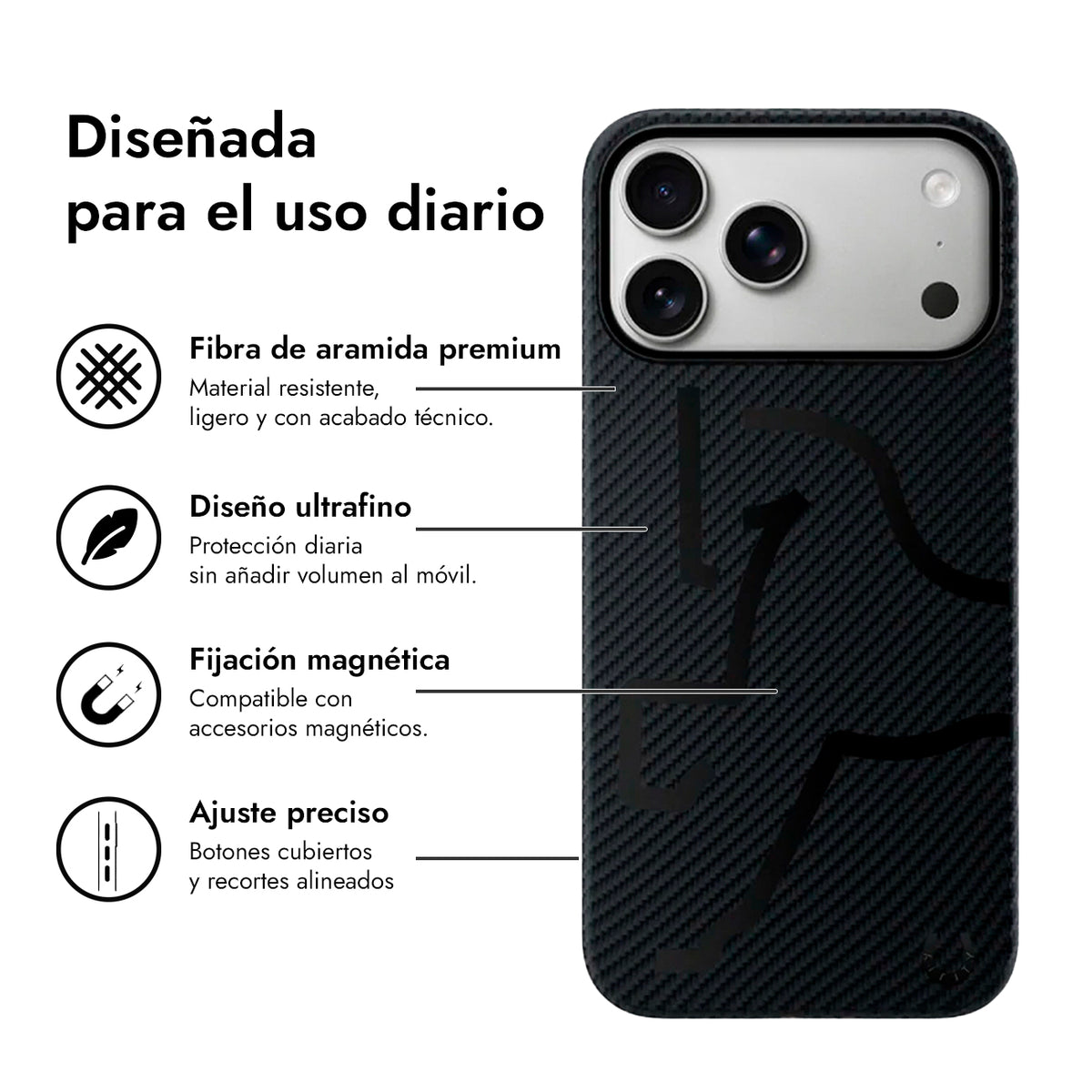 AIRITY Funda de Fibra de Aramida Edición Limitada Año del Caballo para iPhone 17 Pro/18 Pro Compatible con MagSafe, Mystic Shadow
