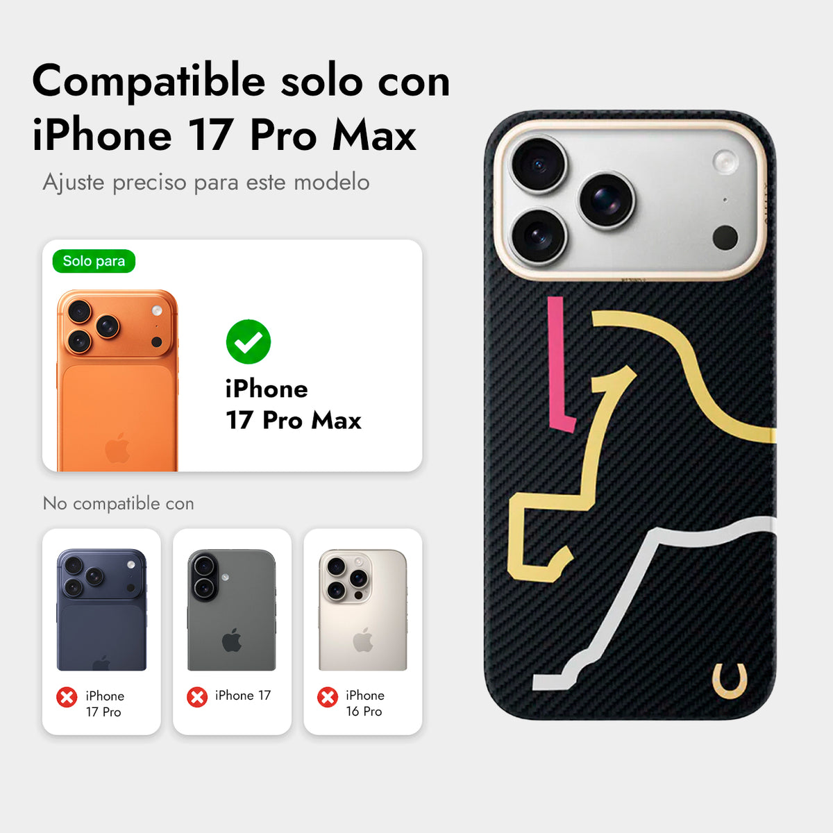 AIRITY Funda de Fibra de Aramida Edición Limitada Año del Caballo para iPhone 17 Pro Max/18 Pro Max Compatible con MagSafe, Mystic Neon