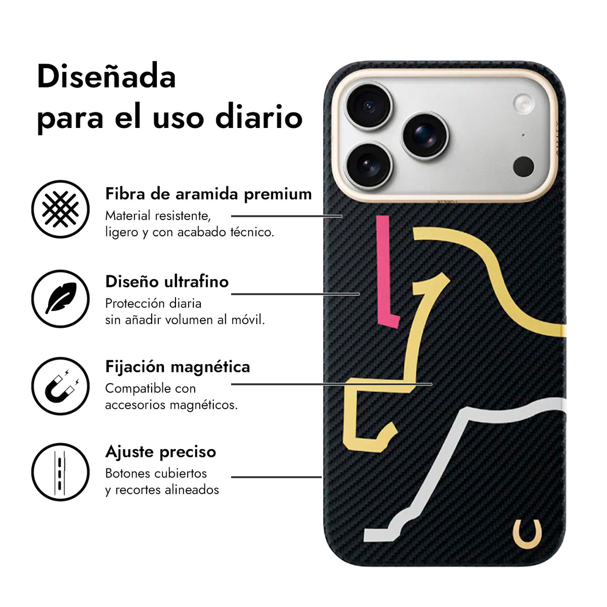 AIRITY Funda de Fibra de Aramida Edición Limitada Año del Caballo para iPhone 17 Pro Max/18 Pro Max Compatible con MagSafe, Mystic Neon