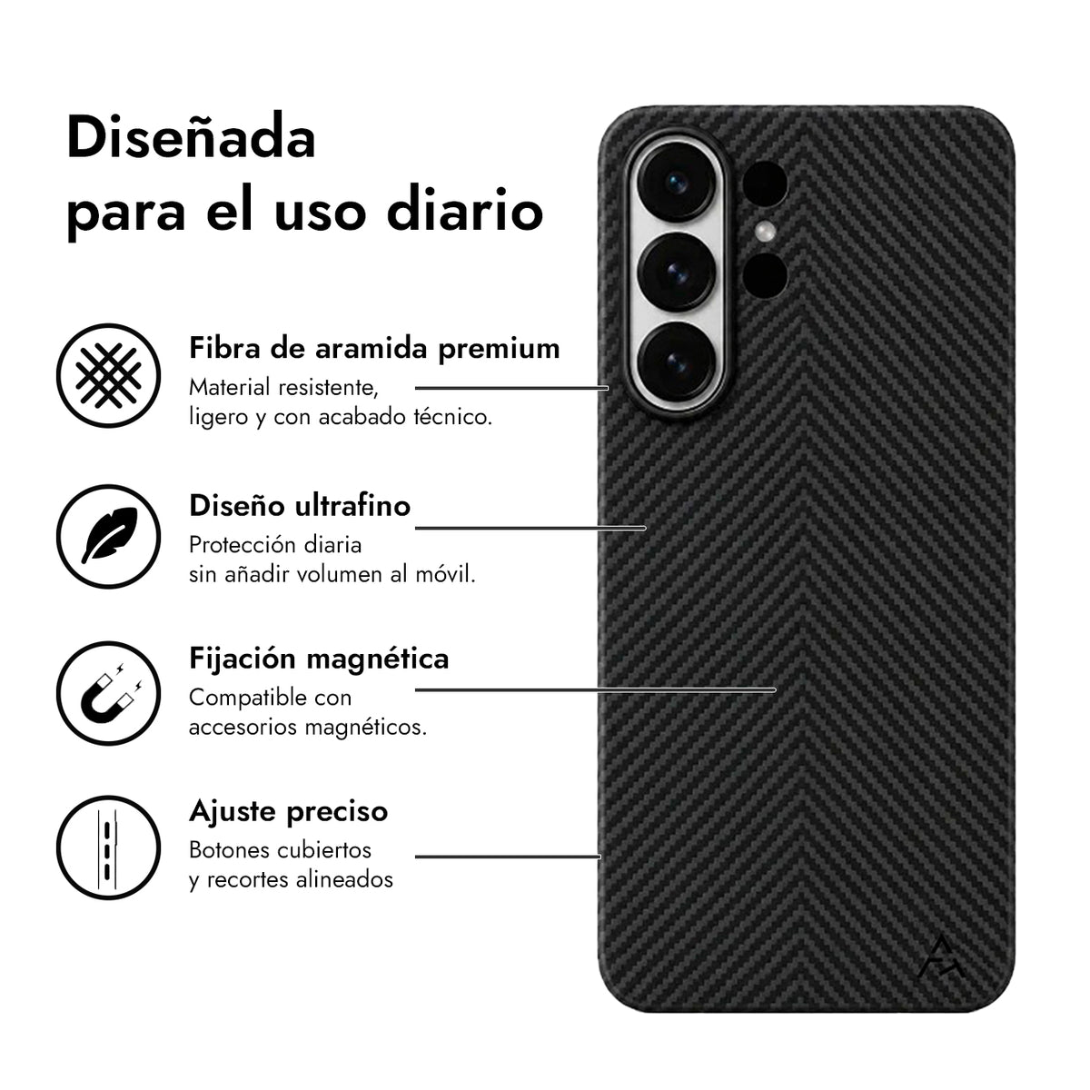 AIRITY Funda Ink-Dark Eastern de Fibra de Aramida para Galaxy S26 Ultra con Anillo Magnético, Space Black