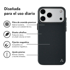 AIRITY Funda Ink-Dark Eastern de Fibra de Aramida para iPhone 17 Pro Compatible con MagSafe, Black