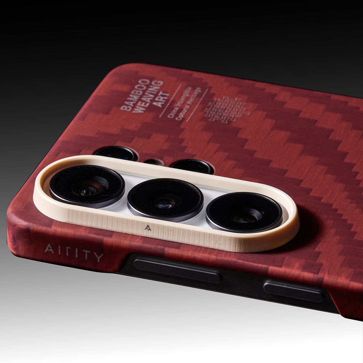 AIRITY Funda de Fibra de Aramida con Tejido de Bambú para Galaxy S26 Ultra con Anillo Magnético, Claret Red