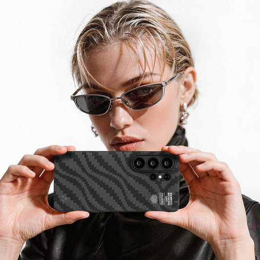 AIRITY Funda de Fibra de Aramida con Tejido de Bambú para Galaxy S26 Ultra con Anillo Magnético, Fog Black