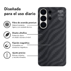 AIRITY Funda de Fibra de Aramida con Tejido de Bambú para Galaxy S26 Ultra con Anillo Magnético, Fog Black
