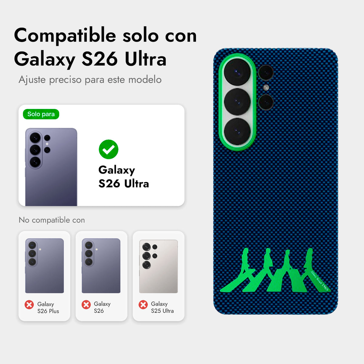 AIRITY Funda Abbey Road 1969 de Fibra de Aramida para Galaxy S26 Ultra con Anillo Magnético, Abbey Green