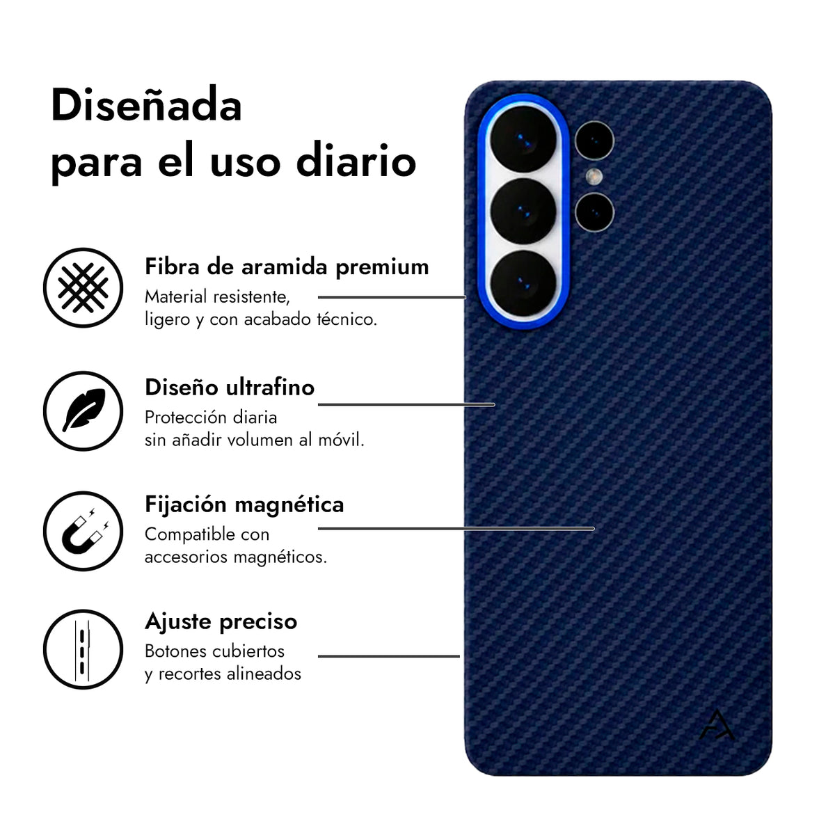AIRITY Funda Ink-Dark Eastern de Fibra de Aramida para Galaxy S26 Ultra con Anillo Magnético, Space Blue