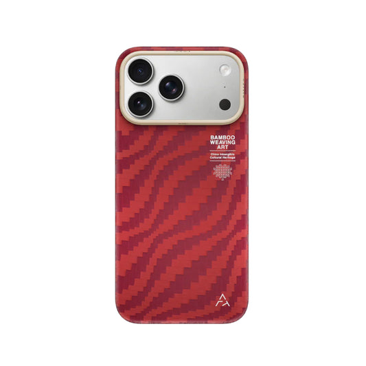 AIRITY Funda de Fibra de Aramida con Tejido de Bambú para iPhone 17 Compatible con MagSafe, Claret Red