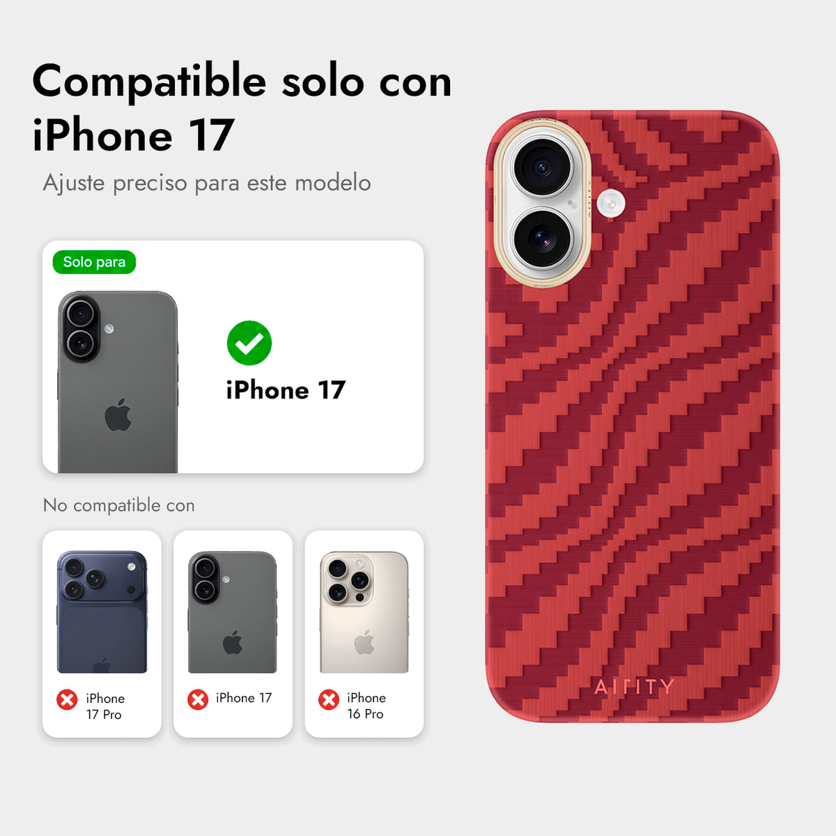 AIRITY Funda de Fibra de Aramida con Tejido de Bambú para iPhone 17 Compatible con MagSafe, Claret Red