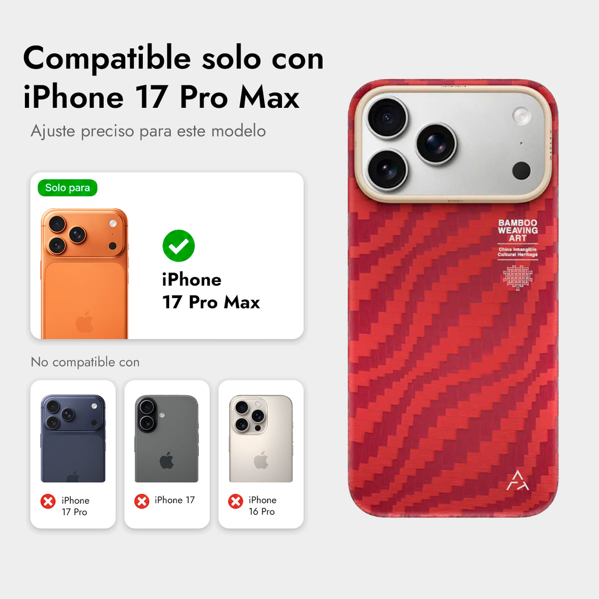 AIRITY Funda de Fibra de Aramida con Tejido de Bambú para iPhone 17 Pro Max/18 Pro Max Compatible con MagSafe, Claret Red