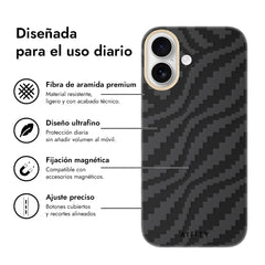 AIRITY Funda de Fibra de Aramida con Tejido de Bambú para iPhone 17 Compatible con MagSafe, Fog Black