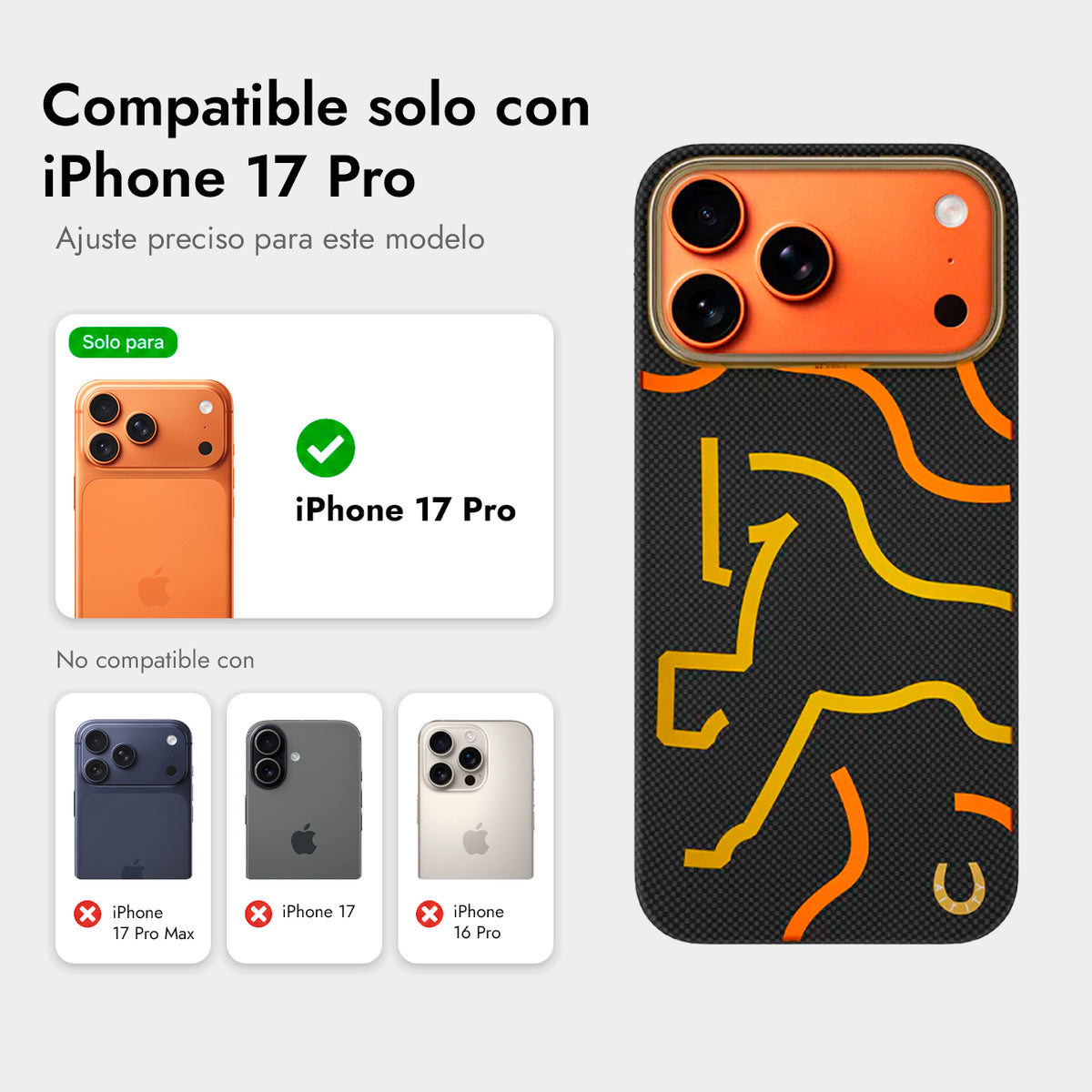 AIRITY Funda de Fibra de Aramida Edición Limitada Año del Caballo para iPhone 17 Pro/18 Pro Compatible con MagSafe, Negra