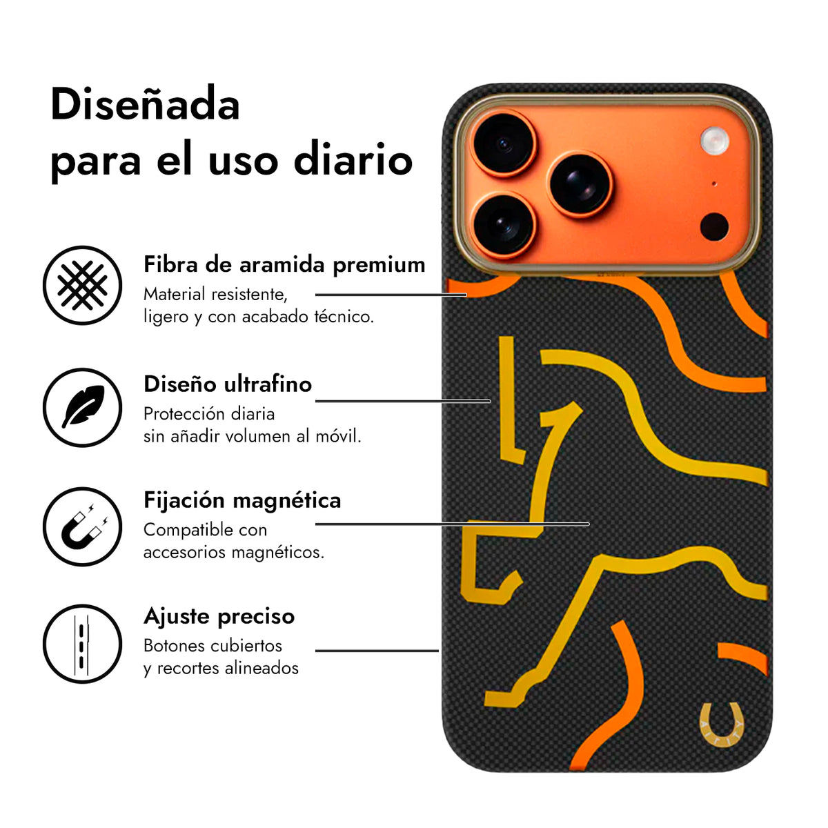 AIRITY Funda de Fibra de Aramida Edición Limitada Año del Caballo para iPhone 17 Pro/18 Pro Compatible con MagSafe, Negra