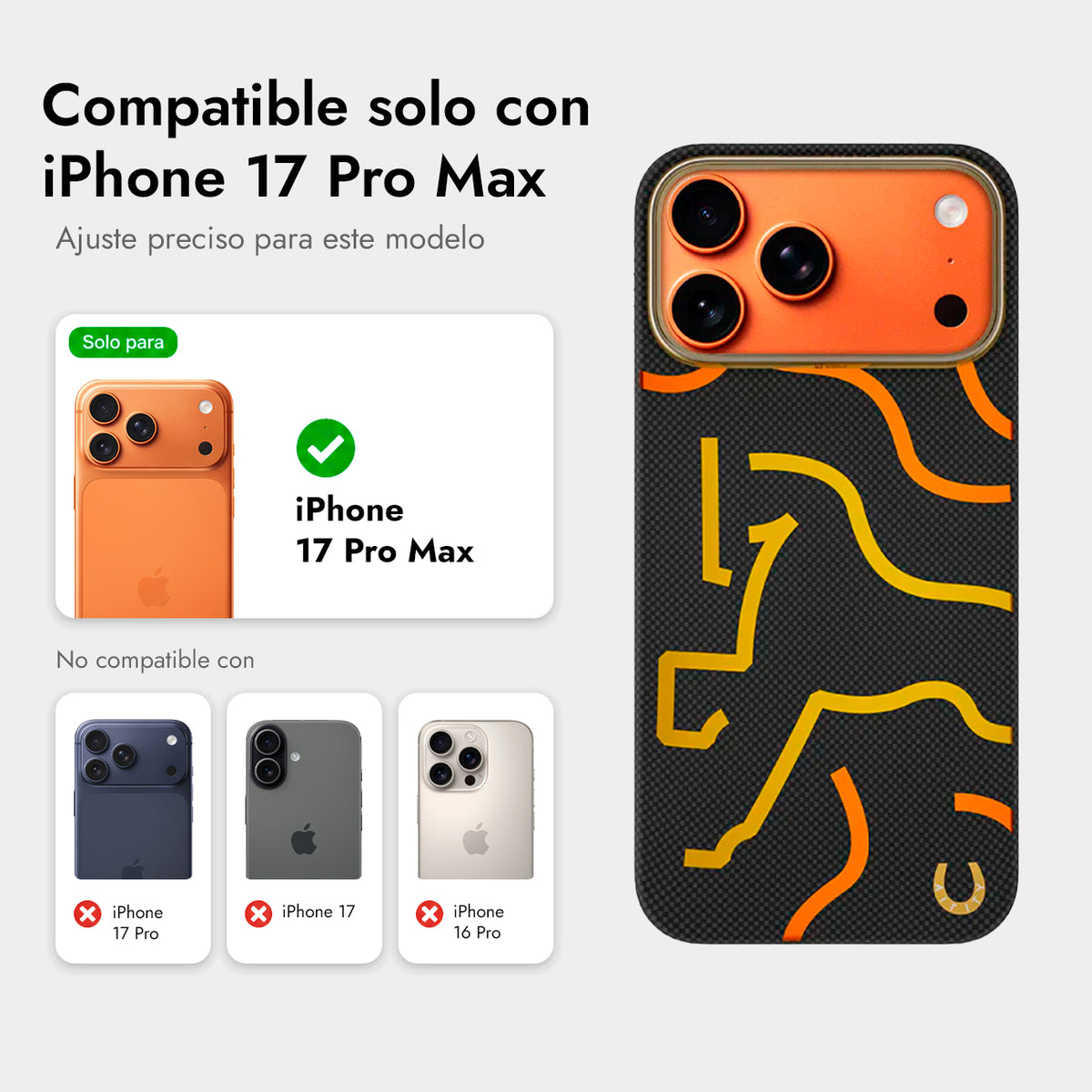 AIRITY Funda de Fibra de Aramida Edición Limitada Año del Caballo para iPhone 17 Pro Max/18 Pro Max Compatible con MagSafe, Negra