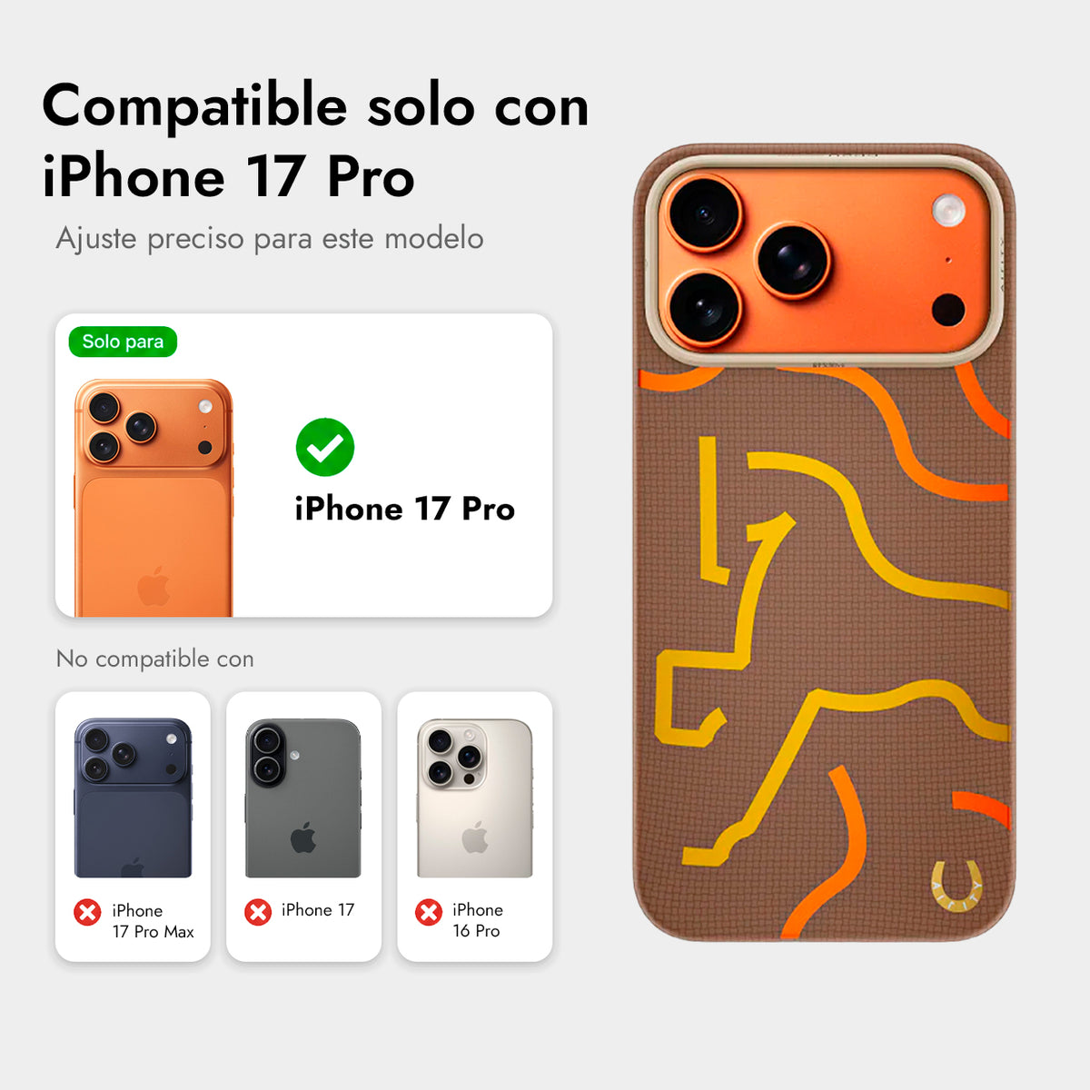 AIRITY Funda de Fibra de Aramida Edición Limitada Año del Caballo para iPhone 17 Pro/18 Pro Compatible con MagSafe, Marrón