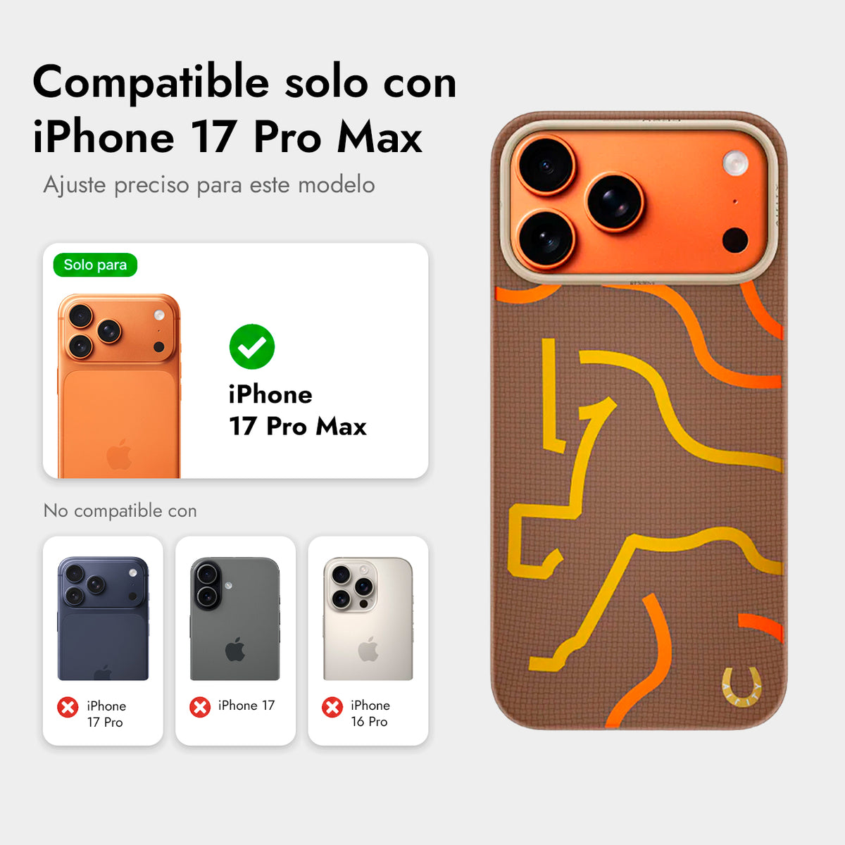 AIRITY Funda de Fibra de Aramida Edición Limitada Año del Caballo para iPhone 17 Pro Max/18 Pro Max Compatible con MagSafe, Marrón