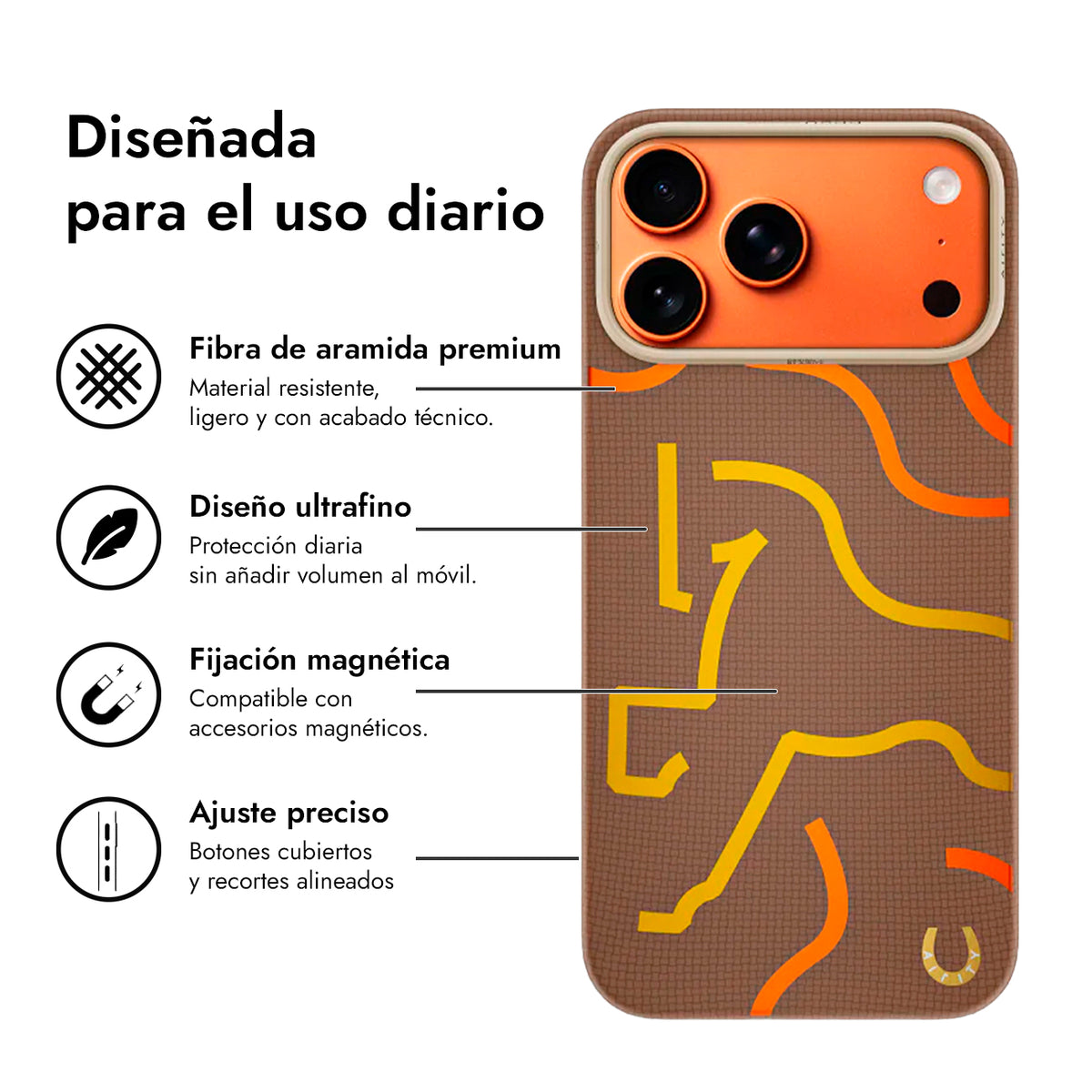 AIRITY Funda de Fibra de Aramida Edición Limitada Año del Caballo para iPhone 17 Pro Max/18 Pro Max Compatible con MagSafe, Marrón