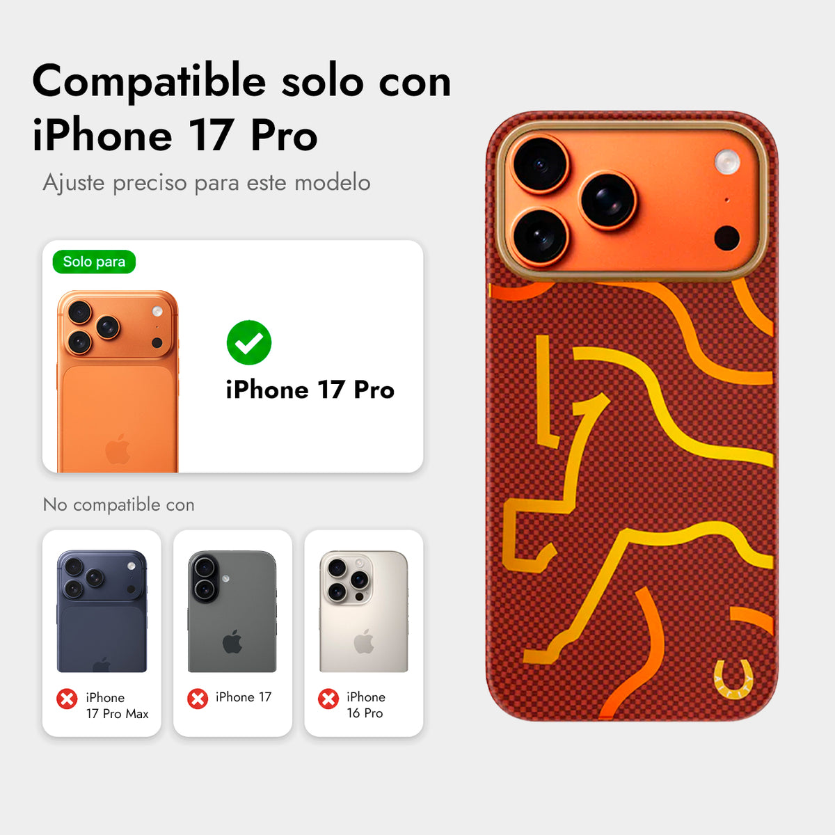 AIRITY Funda de Fibra de Aramida Edición Limitada Año del Caballo para iPhone 17 Pro/18 Pro Compatible con MagSafe, Roja