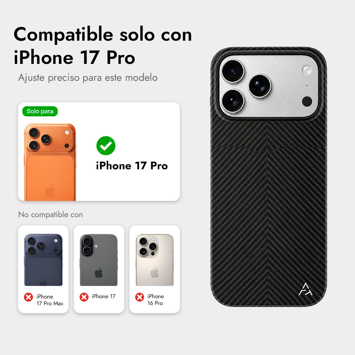 AIRITY Funda Ink-Dark Eastern de Fibra de Aramida para iPhone 17 Pro/18 Pro Compatible con MagSafe, Space Black